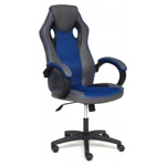 Кресло RACER NEW кож/зам+ткань, металлик синий - фото